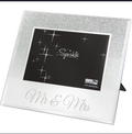 Mr and Mrs Sparkle Collection mirrored photo frame with silver glitter top and rhinestone script lettering