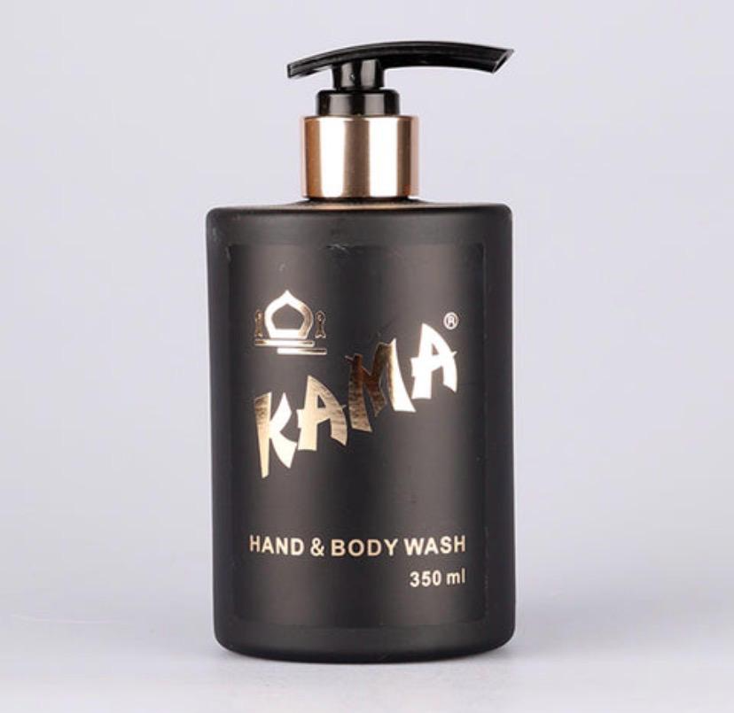 Kama Hand & Body Wash 350ml frosted black pump bottle