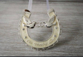 On Our Wedding Day silver lucky horseshoe keepsake with love birds and crystal accents