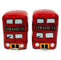 Set of 2 ceramic red London double-decker bus salt and pepper shakers
