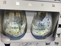 25th Anniversary stemless wine glass set of 2 in Celebrate gift box